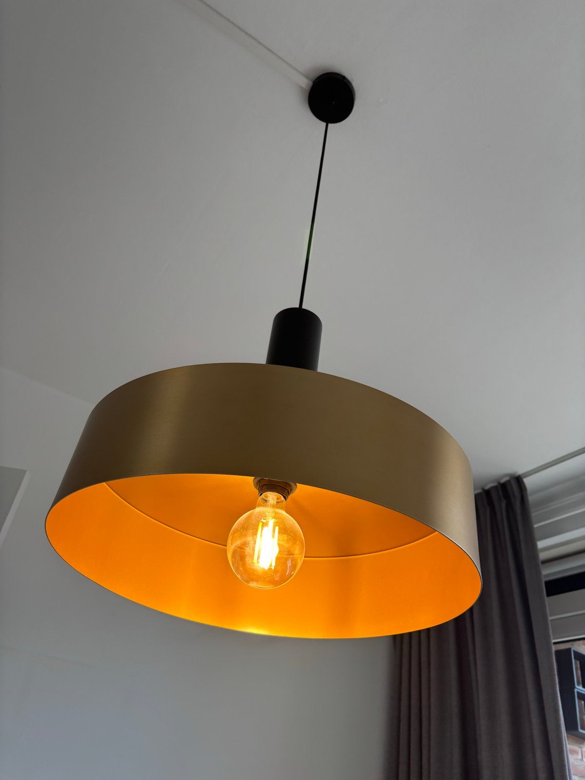 Moderne gouden hanglamp van Fonq, Ophalen, Zo goed als nieuw, Metaal, E27 (groot)