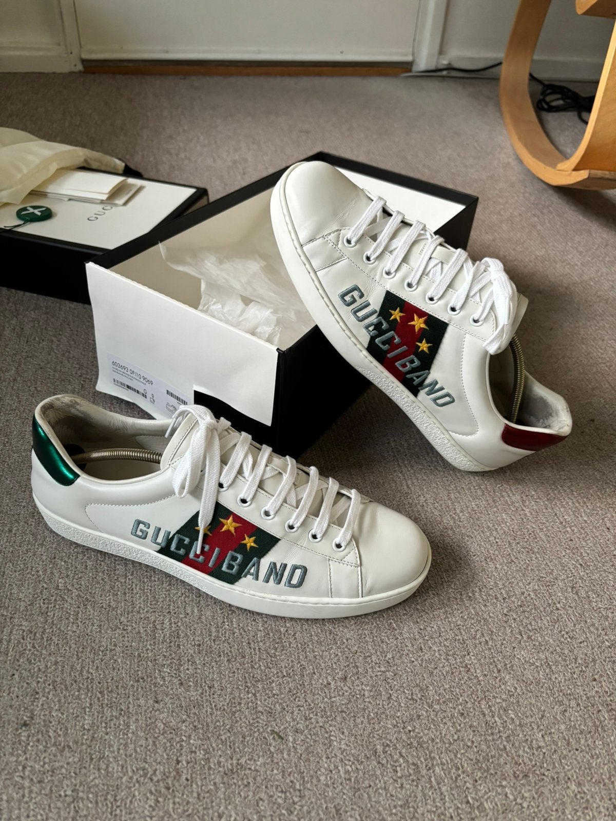 Gucci Ace “Gucci Band” sneaker maat 43, Wit, Ophalen of Verzenden, Sneakers of Gympen, Gedragen