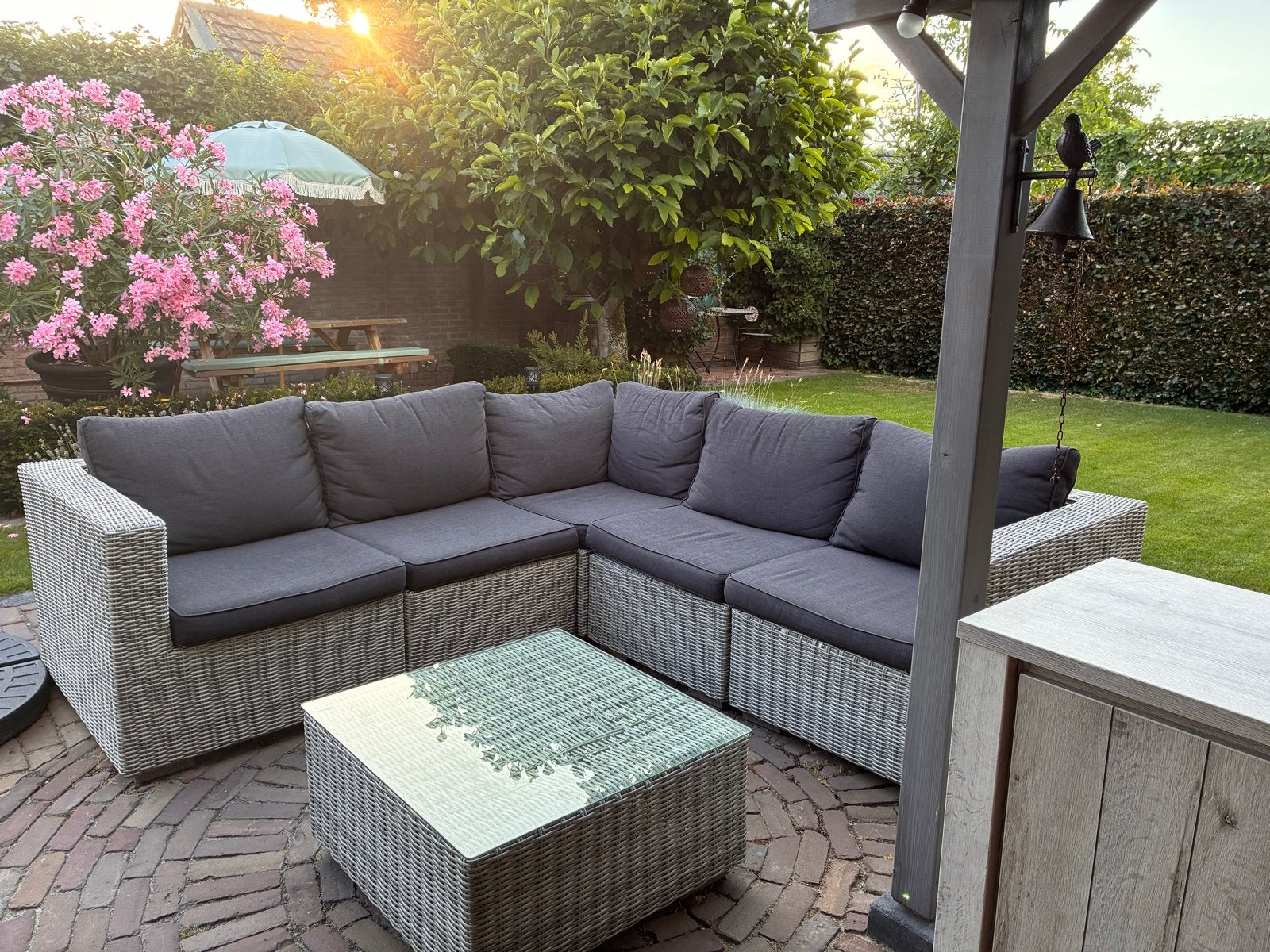 Bois Le Duc Wicker Loungeset met Salontafel, Tuin en Terras, Tuinsets en Loungesets, Ophalen, 5 zitplaatsen, Gebruikt, Loungeset