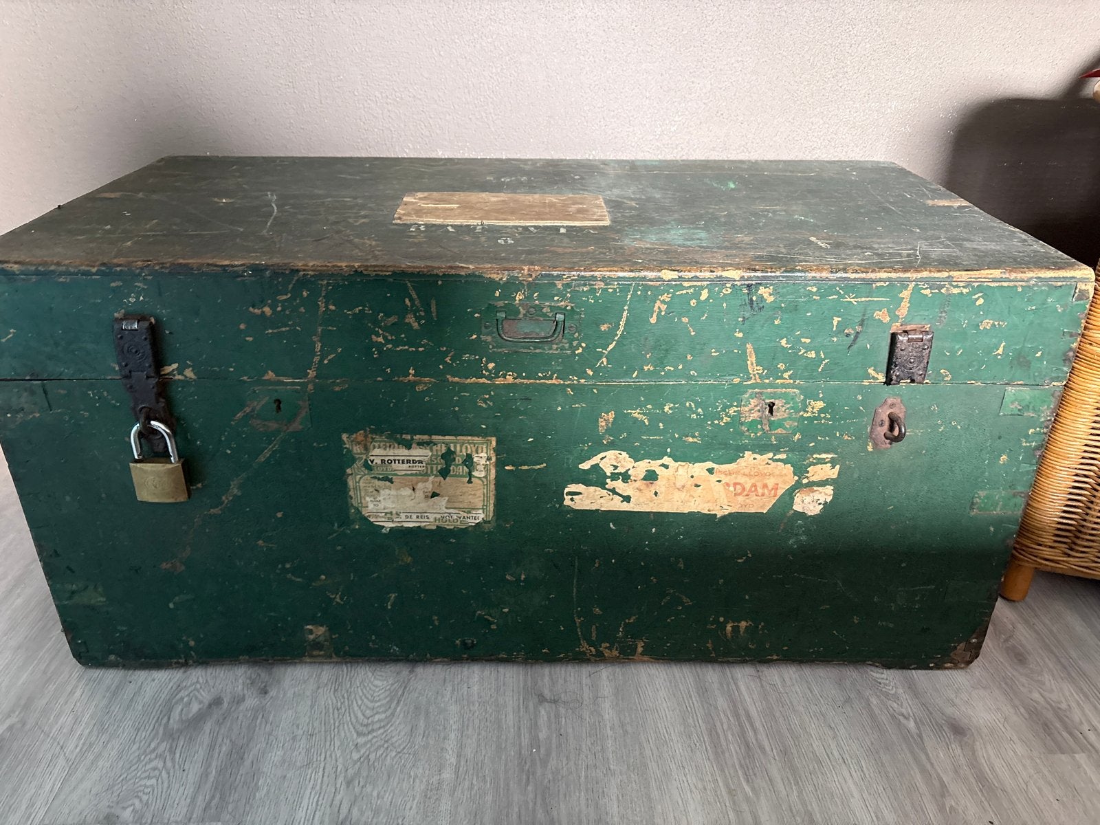 Antieke scheepskist Batavia 6, Rotterdamsche Lloyd, Huis en Inrichting, Woonaccessoires | Kisten, Ophalen, Gebruikt, 100 tot 150 cm