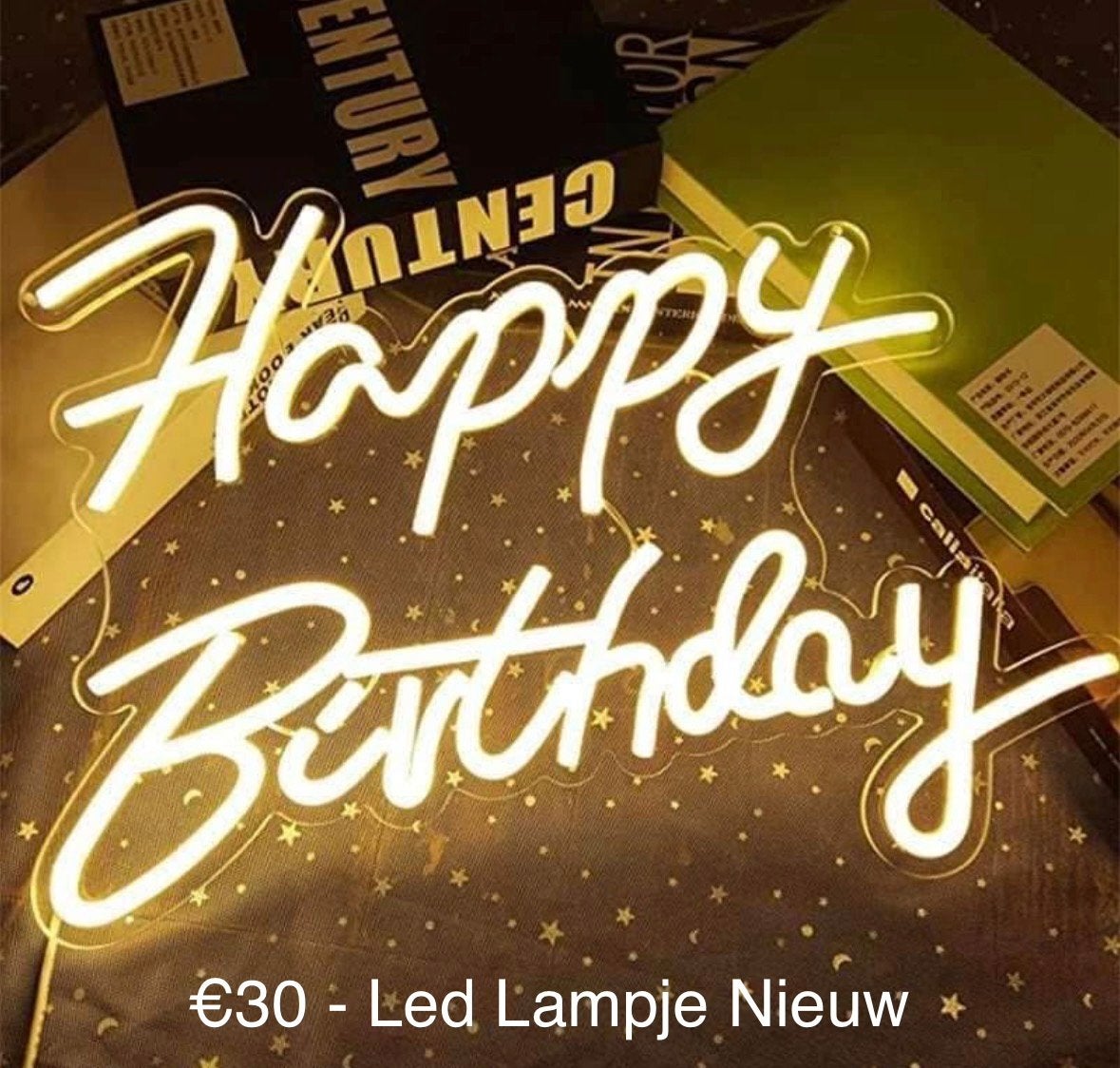 Happy Birthday Neon LED Licht - Nieuw, Ophalen of Verzenden, Nieuw, Geel