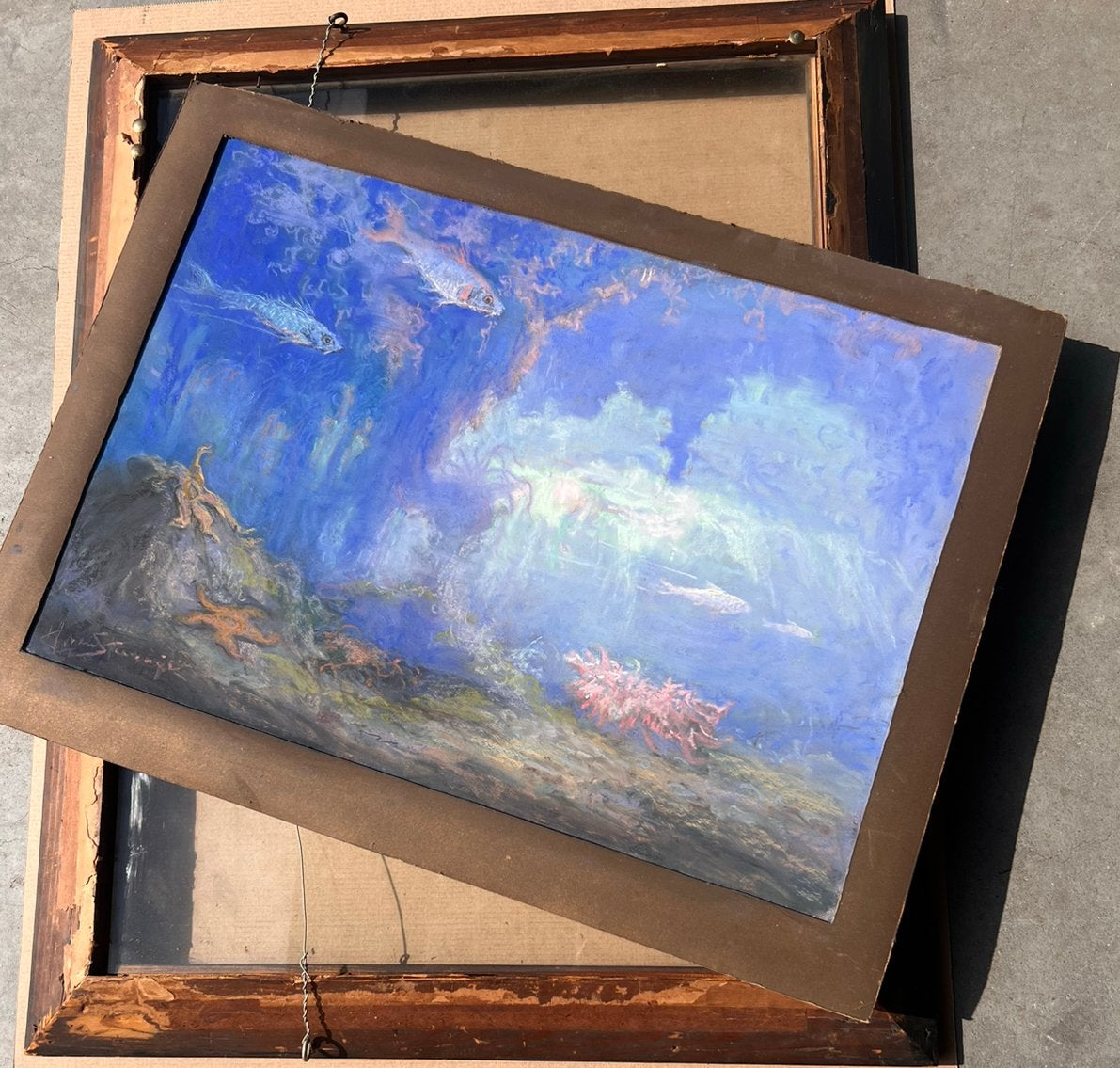 Pastel Hendrik van Steenwijk (1864-1937) - Vissen Onderwater, Ophalen