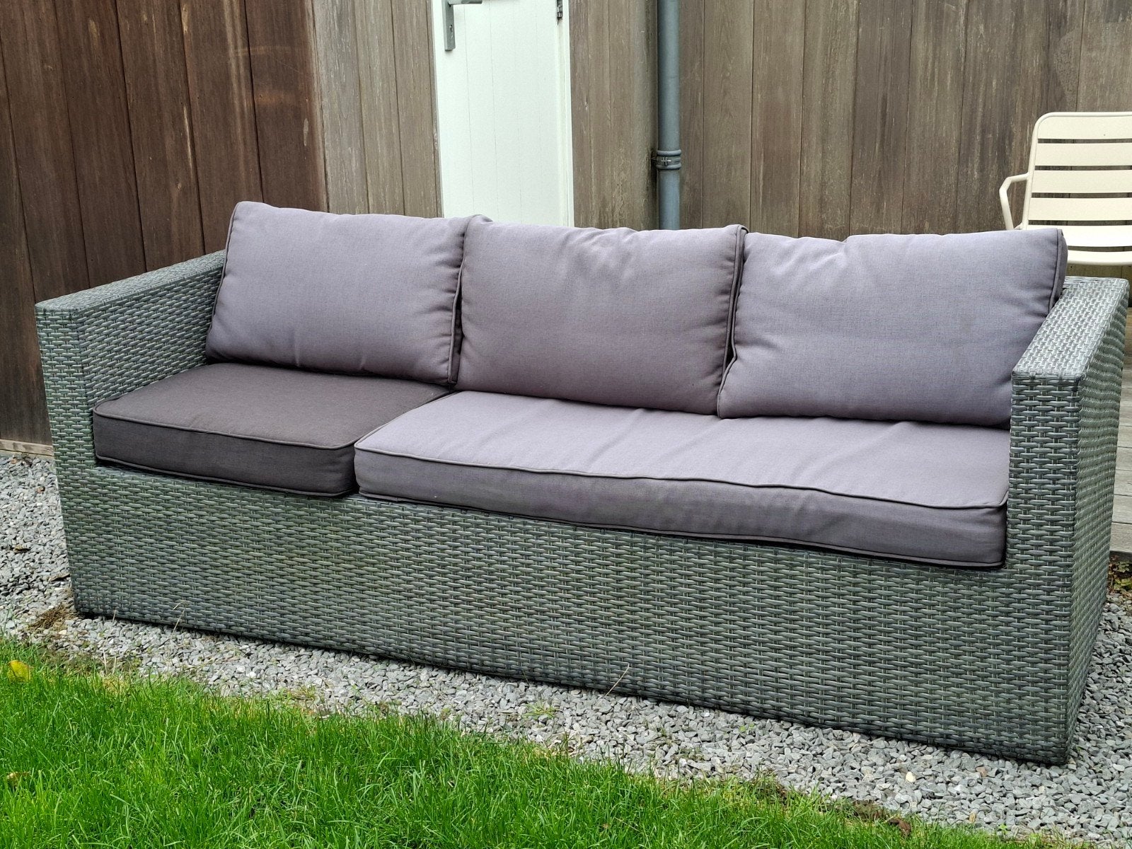 Intratuin Wicker Loungesofa - Grijs, Ophalen, Gebruikt, 3 zitplaatsen, Loungeset