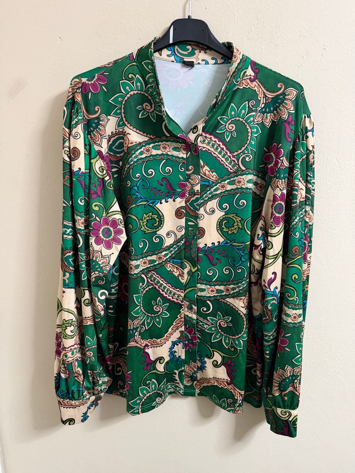 Iz Naiz Blouse XXL met Groen Paisley Patroon, Kleding | Dames, Ophalen of Verzenden, Zo goed als nieuw, Maat 46/48 (XL) of groter