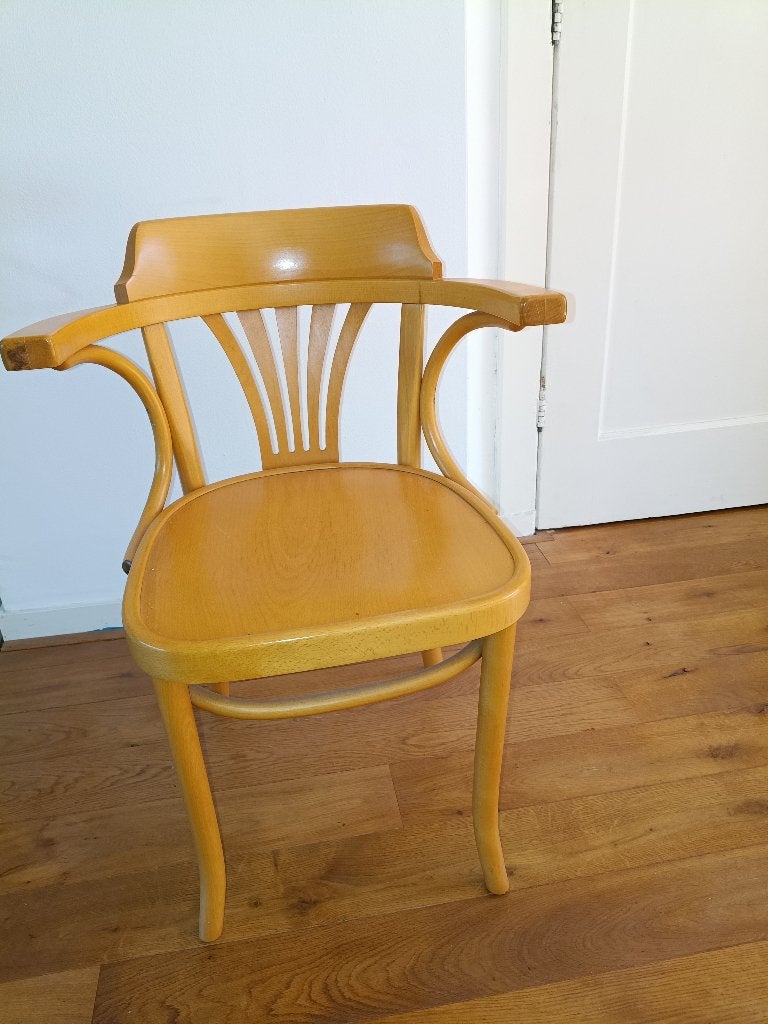 Zes Thonet-stijl vintage stoelen met armleuningen, Ophalen, Gebruikt, Overige kleuren, Vintage, Thonet-stijl, klassiek
