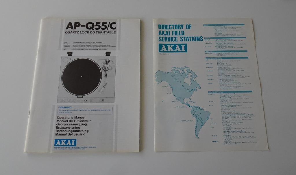 Vintage Akai AP-Q55/C Gebruiksaanwijzing / Handleiding, Audio, Tv en Foto, Ophalen, Zo goed als nieuw, Akai
