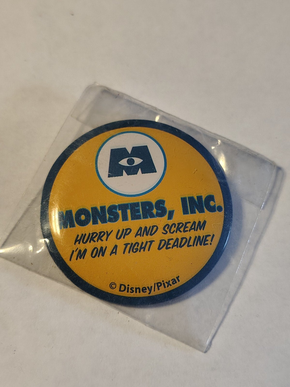 Disney Monsters Inc. Button, Ophalen of Verzenden, Gebruikt, Overige onderwerpen