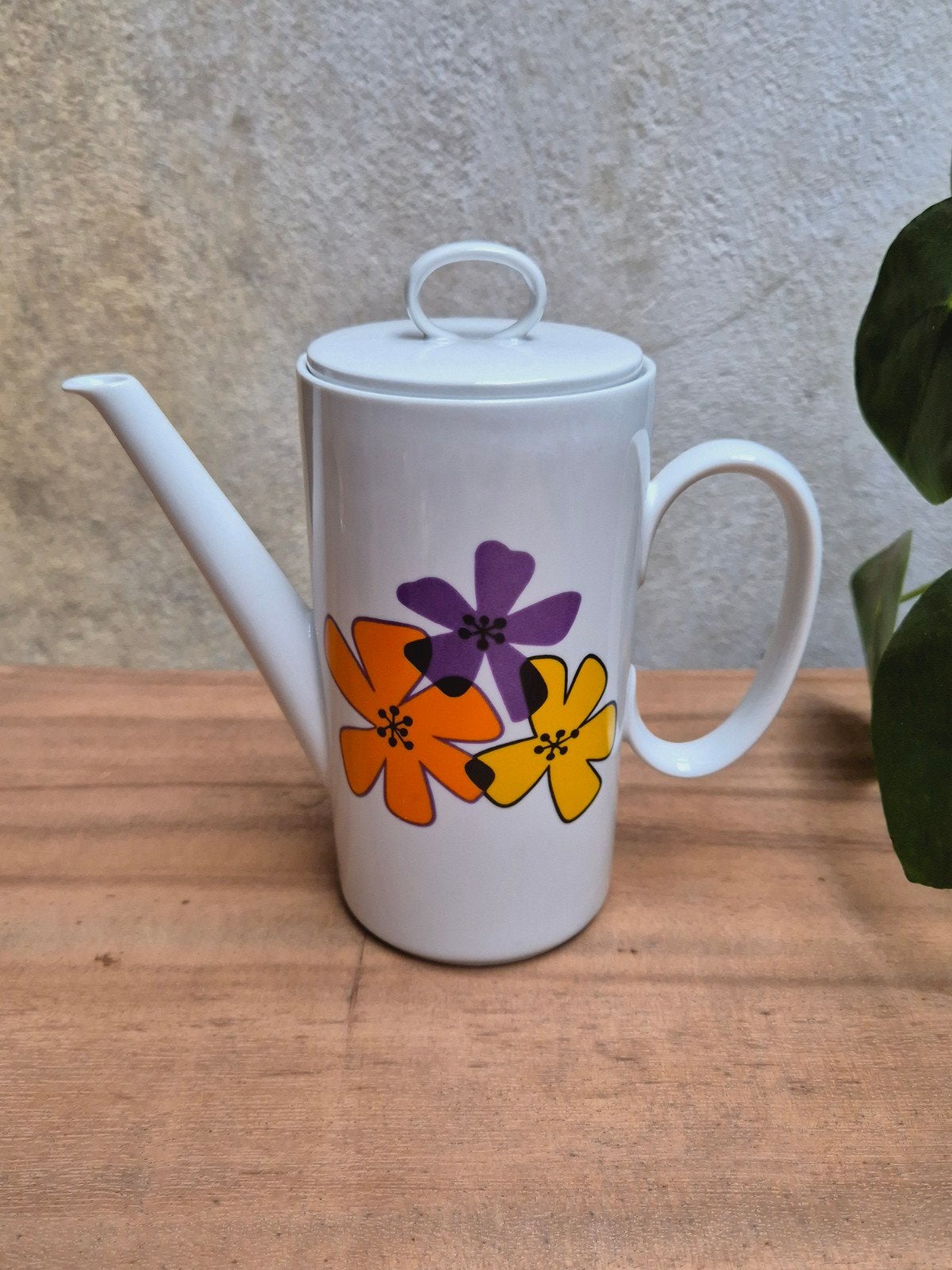 Jaren 70 Sebring Italië Flower Power Deco koffiepot, Ophalen of Verzenden, Porselein, Overige stijlen, Overige typen