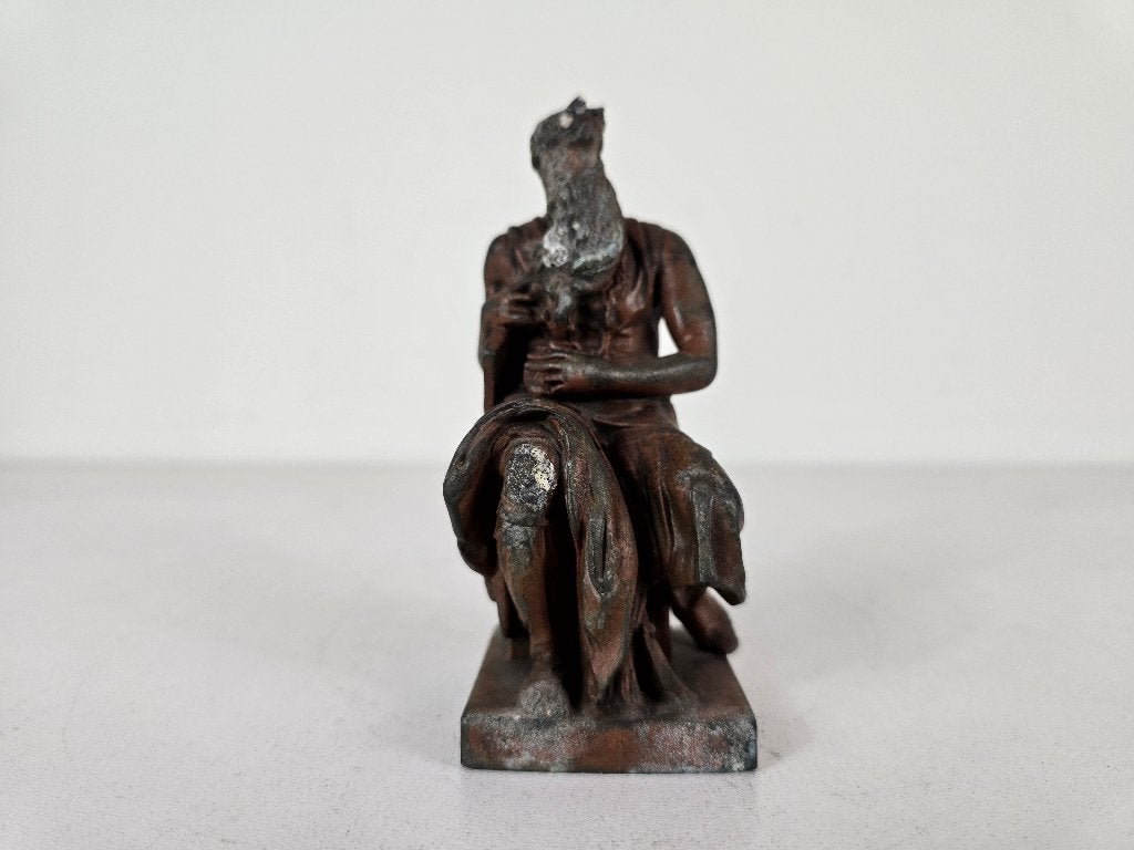Miniatuur Mozes van Michelangelo, spelter, Italië, 19e eeuw, Antiek en Kunst, Ophalen of Verzenden