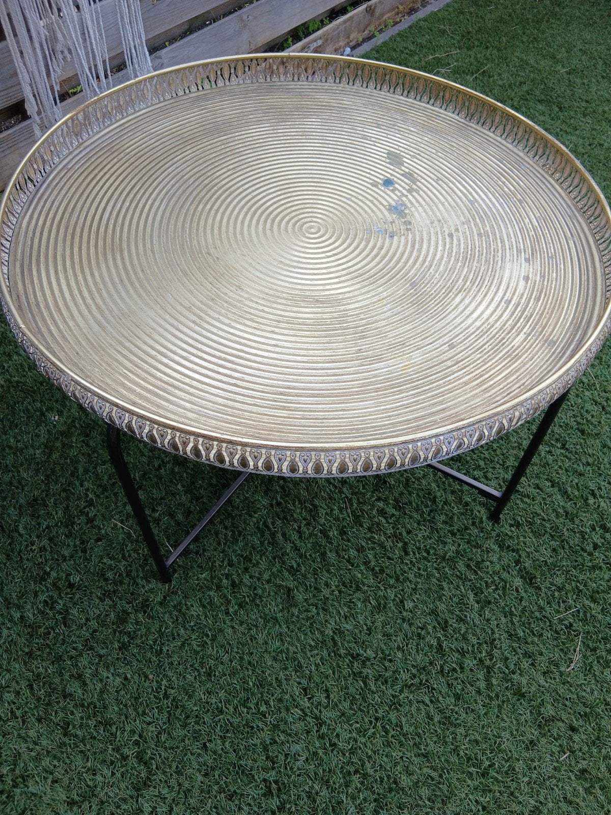 Vintage Marokkaanse theetafel met messing blad, Ophalen