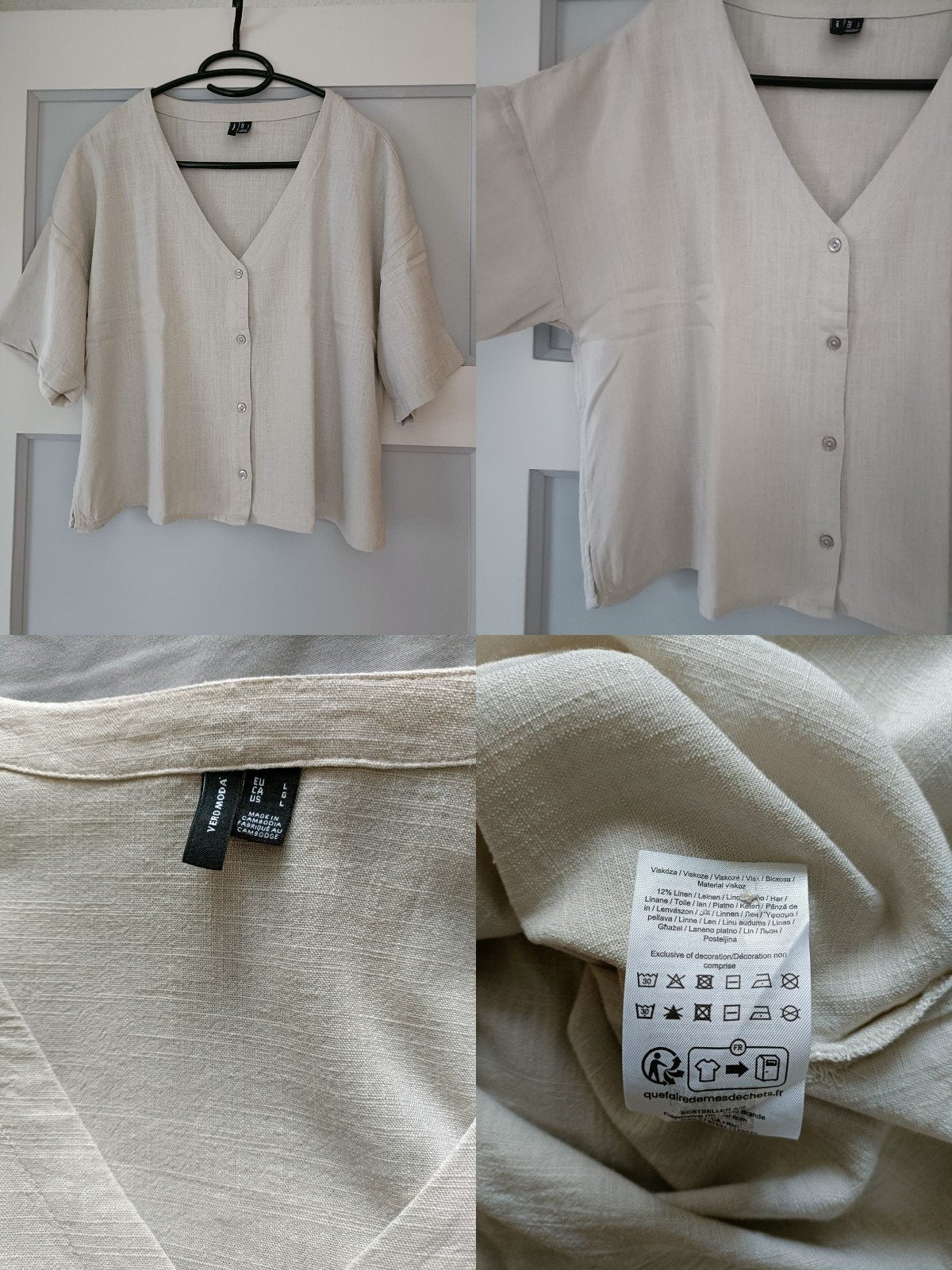 Vero Moda linnen blouse (L), Kleding | Dames, Vero Moda, Beige, Maat 42/44 (L), Ophalen of Verzenden