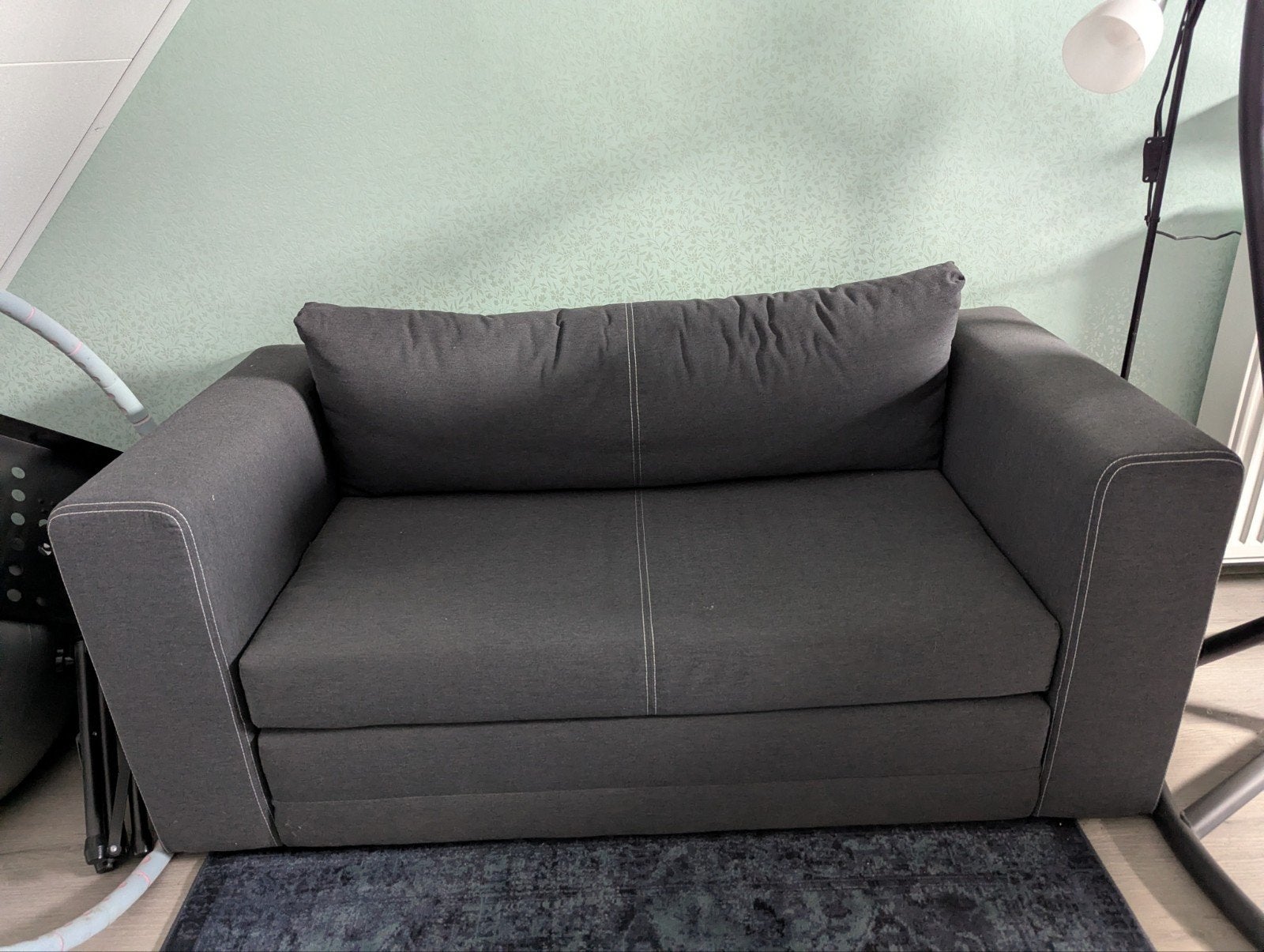 IKEA ASKEBY 2-zits slaapbank - Donkergrijs, Huis en Inrichting, Ophalen, Gebruikt, Tweepersoons, 190 cm of minder