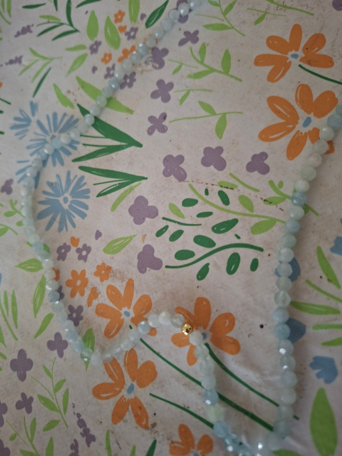 Elegante ketting met aquamarijn kralen en gouden accenten, Ophalen, Overige materialen, Blauw, Verstelbaar