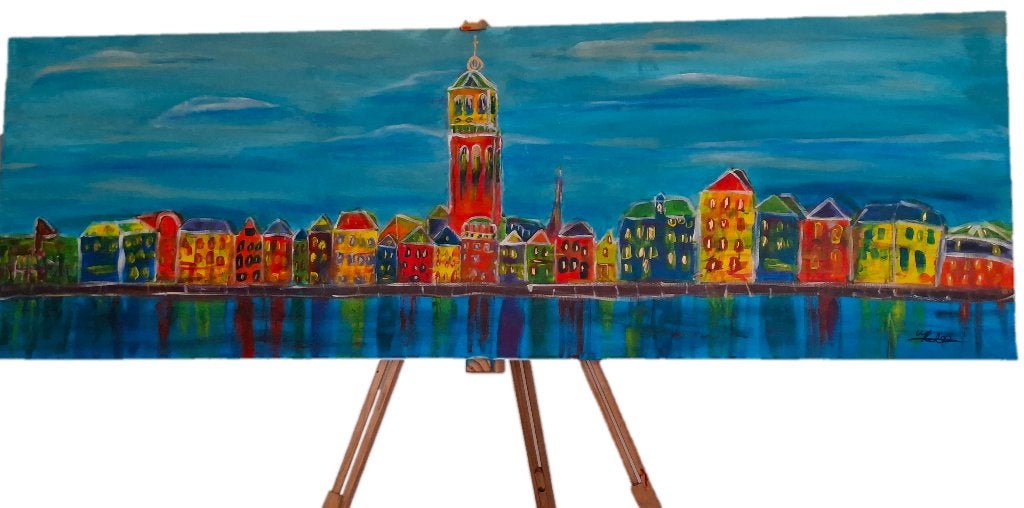 Skyline van Deventer 150 cm., Antiek en Kunst, Ophalen