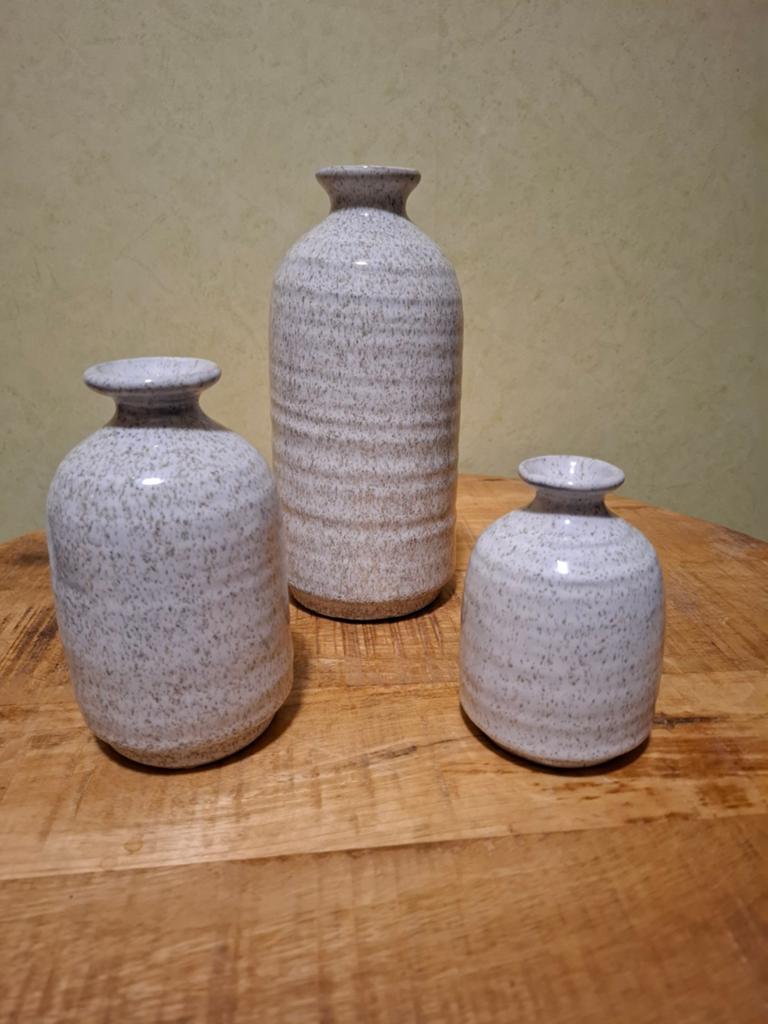 Set van 3 keramieken vazen - Japandi, Scandinavisch, Overige kleuren, Aardewerk of Porselein, Ophalen of Verzenden, Zo goed als nieuw