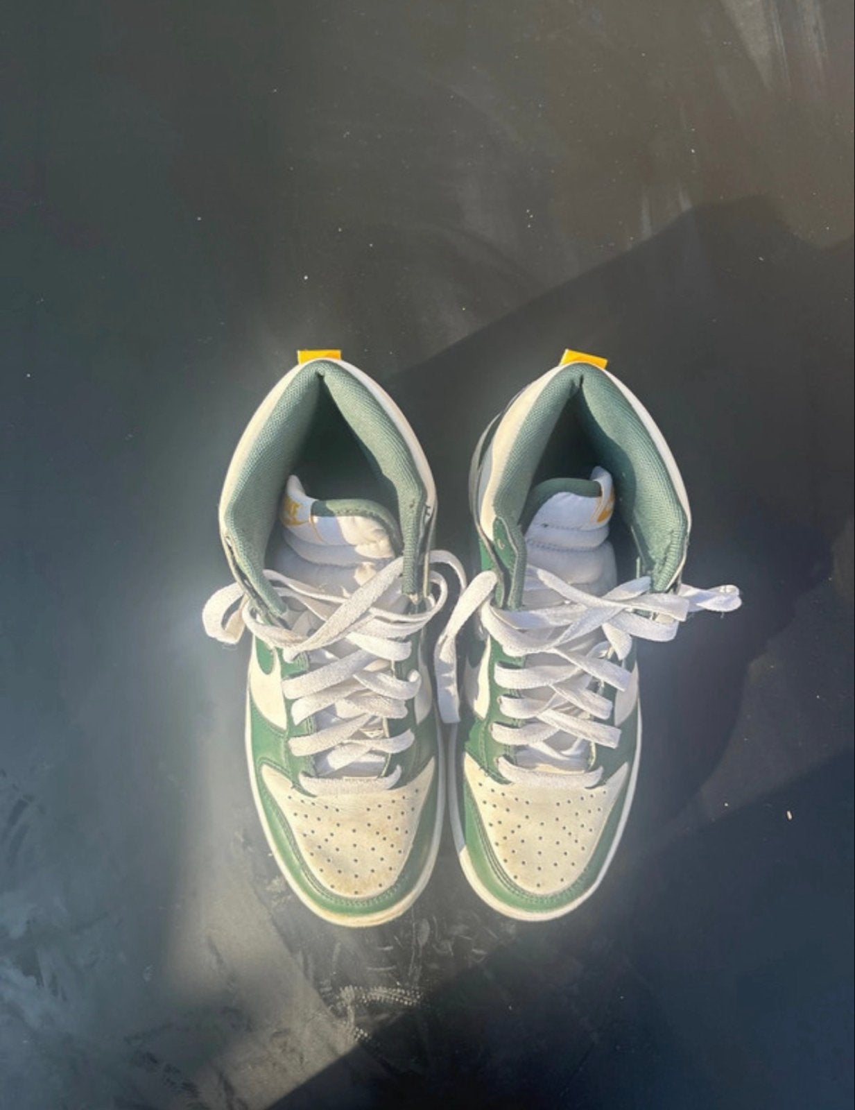 Nike Dunk High Groen/Wit Sneakers maat 36.5 37, Ophalen of Verzenden, Gedragen, Groen, Sneakers of Gympen