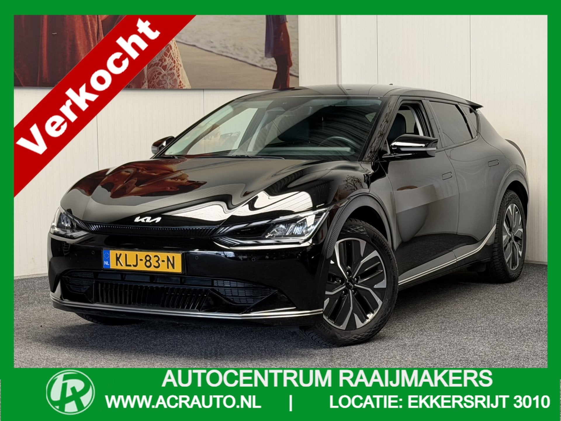 Kia Ev6 PLUS 77.4 kWh ACHTERUITRIJCAMERA NAVIGATIE ADAPTIVE, Auto's, Automaat, Achterwielaandrijving, Gebruikt, Zwart
