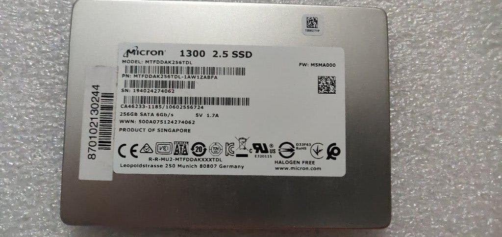 Micron 1300 SSD 256GB MTFDDAK256TDL-1AW1ZABFA 95% Health, Ophalen, Intern, Gebruikt, 256GB