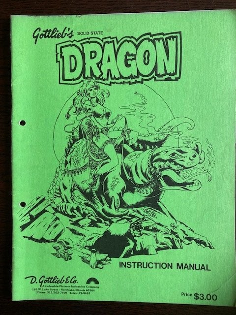 GOTTLIEB DRAGON INSTRUCTION MANUAL (solid state), Verzamelen, Elektronisch, Zo goed als nieuw, Flipperkast, Gottlieb