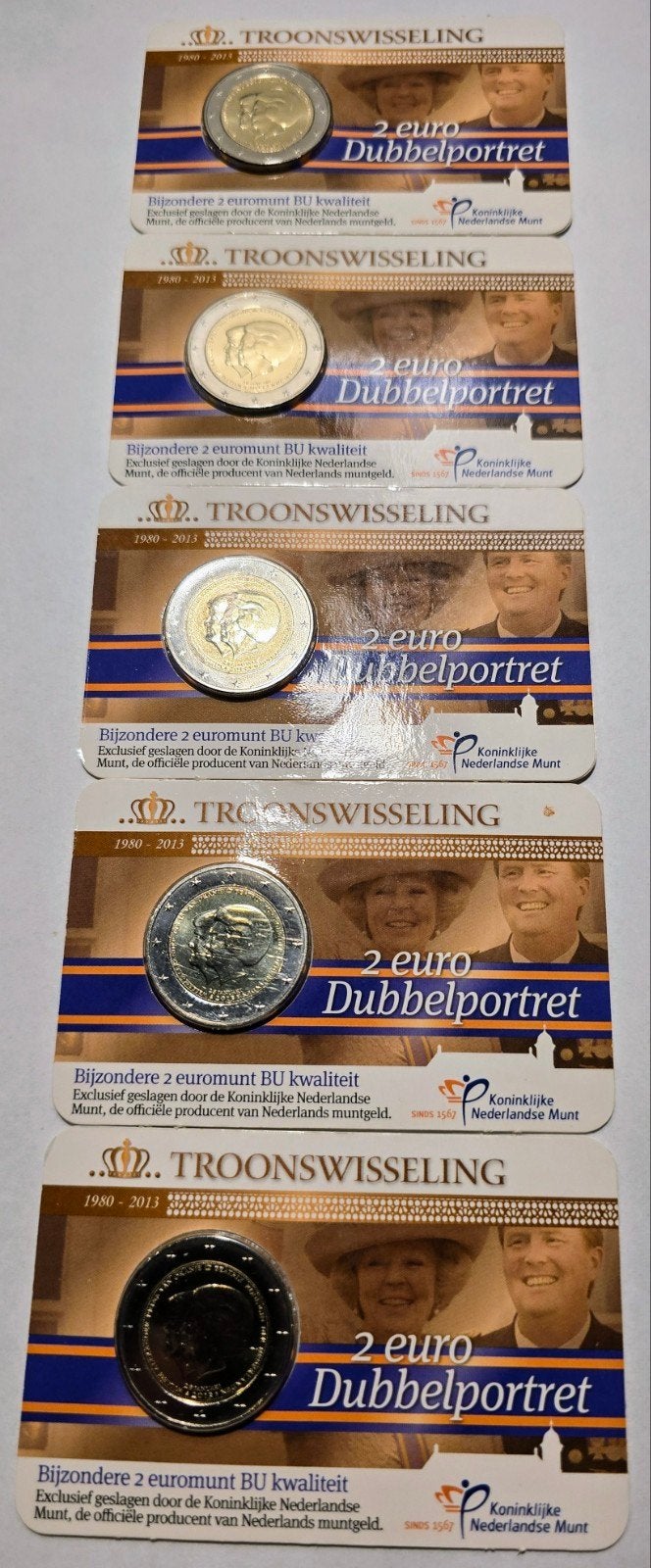 5x 2 Euro Troonswisseling Dubbelportret BU Kwaliteit, Postzegels en Munten, Munten | Nederland, Ophalen of Verzenden, Koningin Beatrix