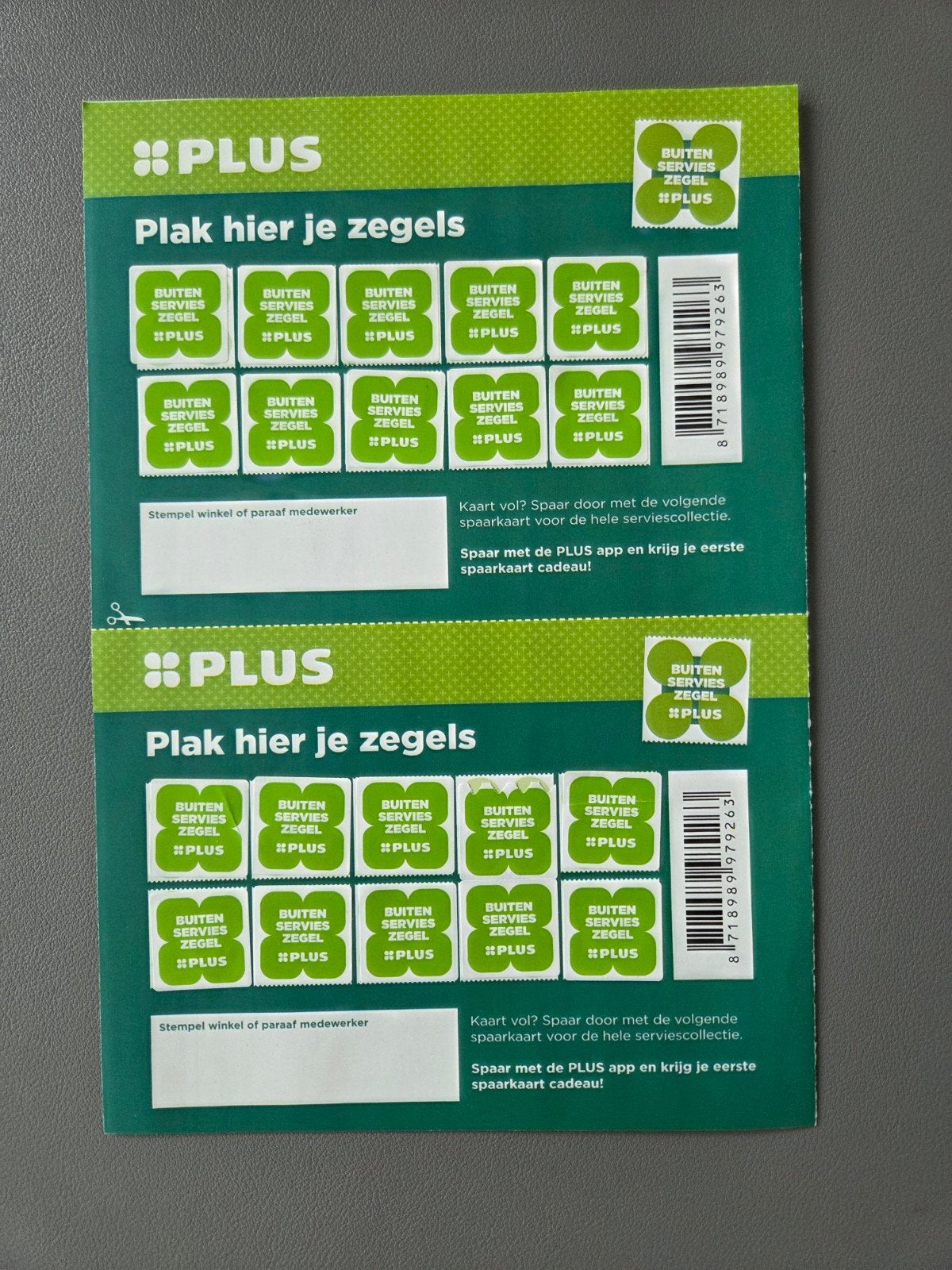 2 Volle spaarkaarten Plus buitenservies, Plus, Ophalen of Verzenden