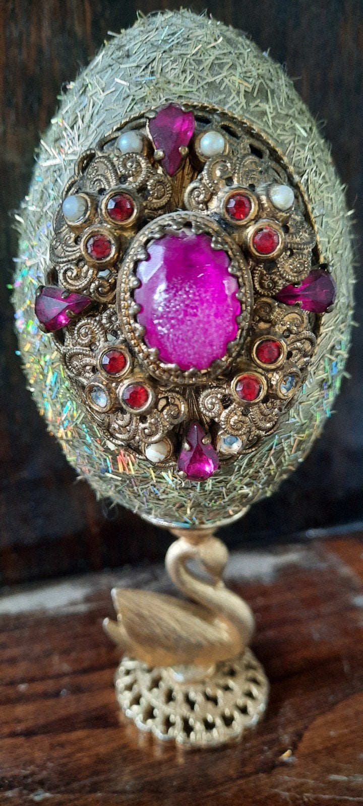 Decoratief Fabergé-stijl ei met vogelmotief, Ophalen of Verzenden, Gebruikt