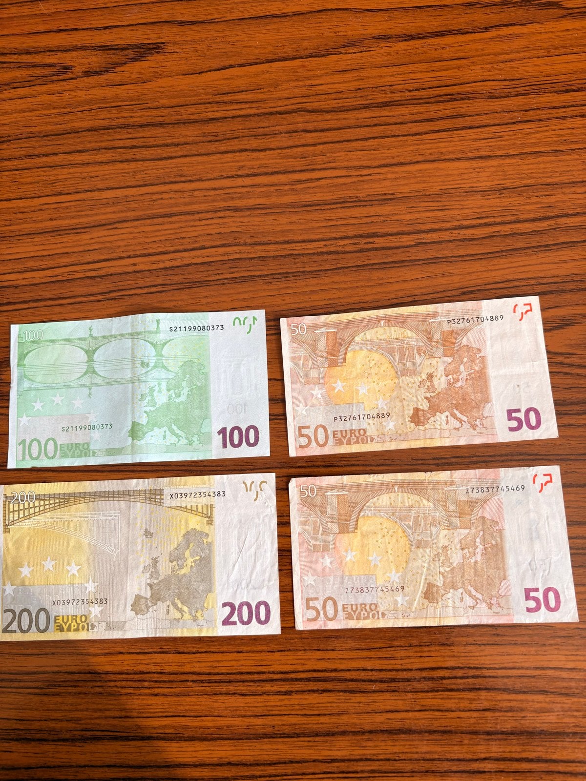 Setje van 4 eurobiljetten - 2x 50, 1x 100, 1x 200 euro, Postzegels en Munten, Bankbiljetten | Europa | Eurobiljetten, Ophalen