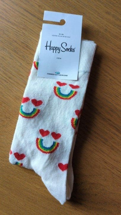 Happy Socks met regenboog en hartjes. Maat 41-26, Sokken en Kniesokken, Wit, Nieuw, Ophalen of Verzenden