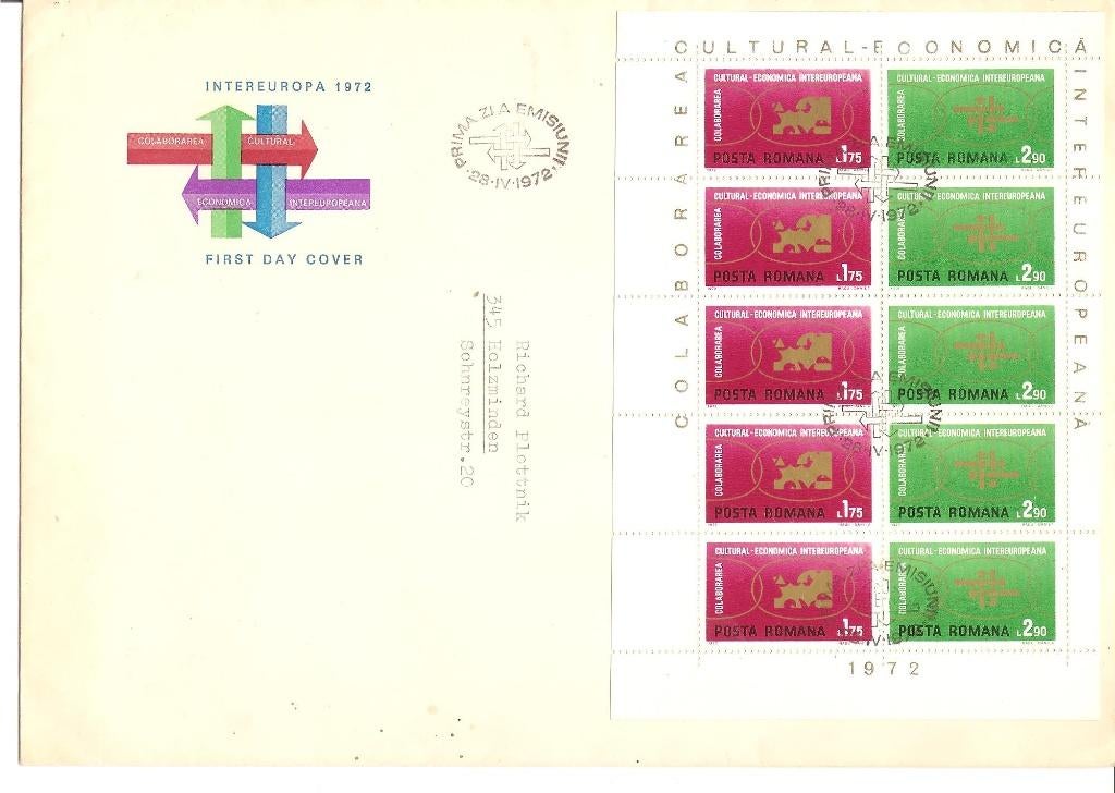 Roemenie FDC  28 april 1972, Verzenden, Onbeschreven, Rest van de wereld