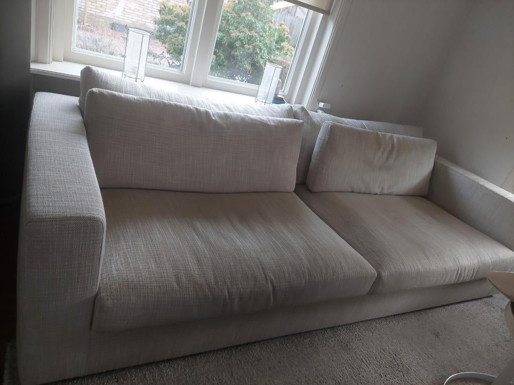 Goossens GS-1505 4-zits bank - Roomwit, Ophalen, 250 tot 300 cm, Gebruikt, Rechte bank