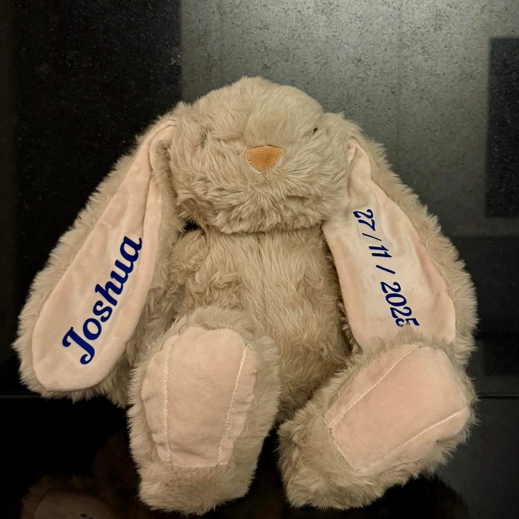 Gepersonaliseerd Knuffel Konijn - Naam & Datum, Ophalen of Verzenden, Nieuw, Konijn