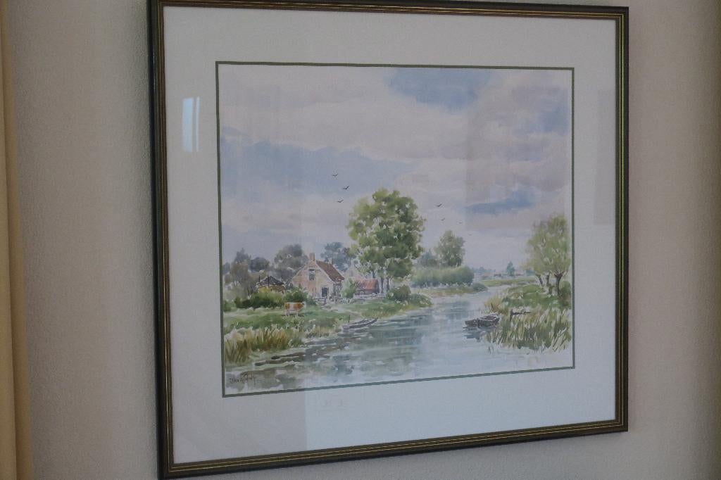 Aquarel kunstschilder Jan Koning, Antiek en Kunst, Kunst | Schilderijen | Klassiek, Ophalen