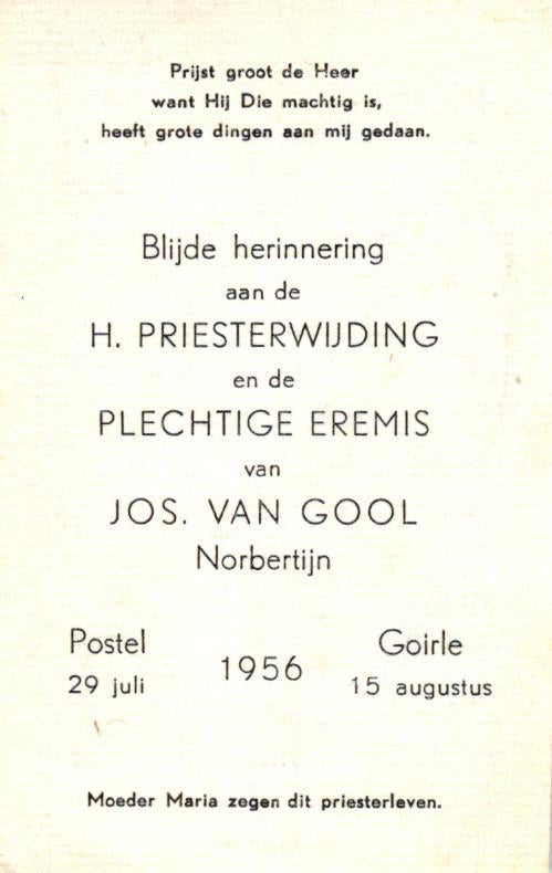Gool van Jos. Postel 1956 Goirle, Ophalen of Verzenden