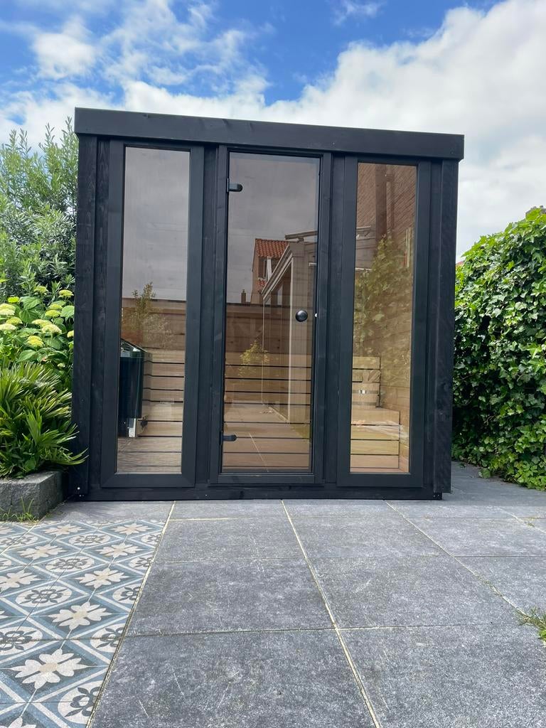 Black edition Panorama Buitensauna tuinsauna Finse sauna, Sport en Fitness, Sauna, Ophalen of Verzenden, Nieuw, Complete sauna
