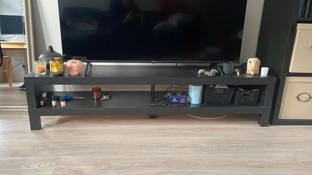 IKEA Lack TV Meubel - Zwartbruin, Kunststof, Gebruikt, 150 tot 200 cm, Ophalen of Verzenden