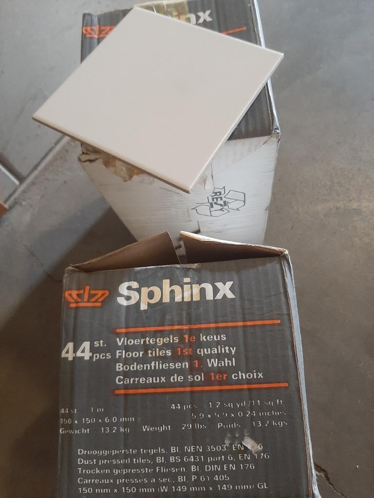 Sphinx vloertegels wit, Ophalen, Nieuw, Minder dan 5 m², 20 tot 40 cm