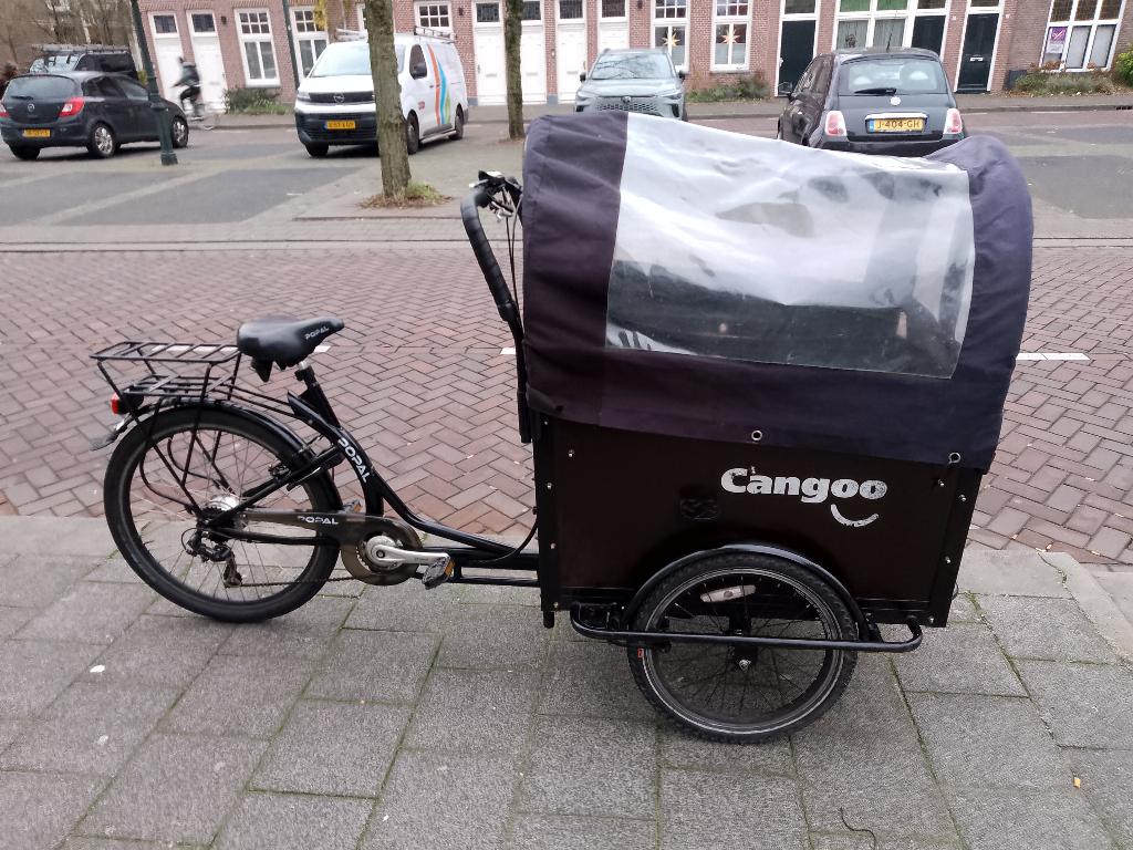 Popal Cangoo driewiel bakfiets met huif, Fietsen en Brommers, Fietsen | Bakfietsen, Gebruikt, Overige merken, 4 kinderen of meer