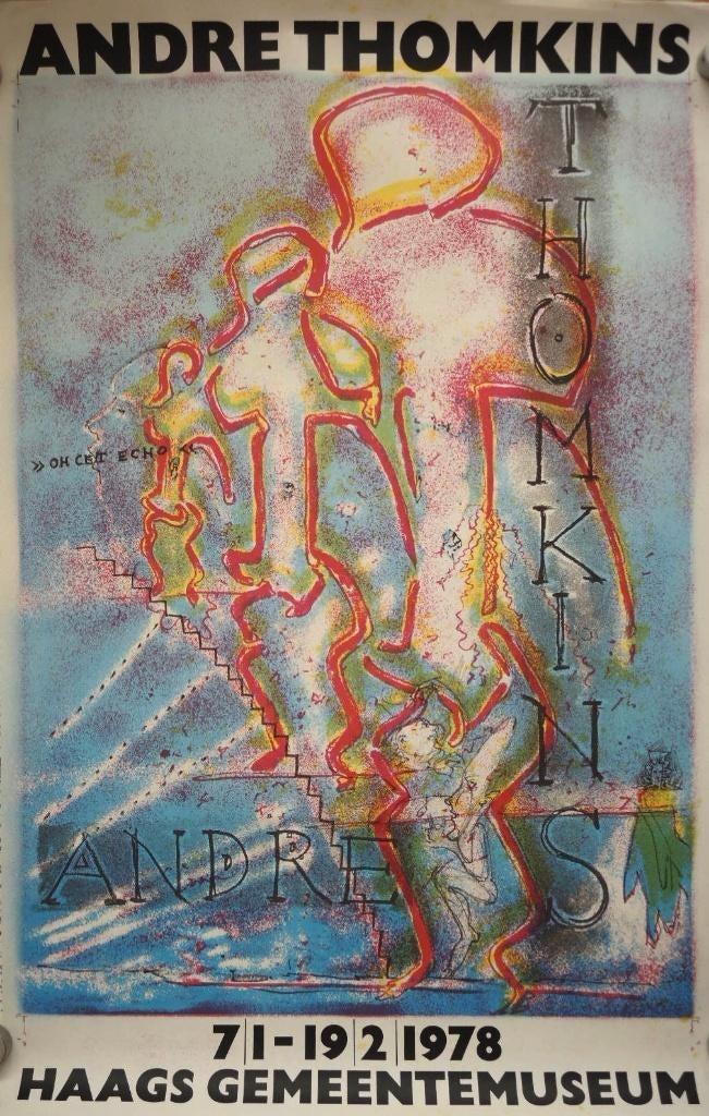 Andre Thomkins poster voor Haags Gemeentemuseum 1978, Ophalen, A1 t/m A3, Film en Tv, Rechthoekig Staand