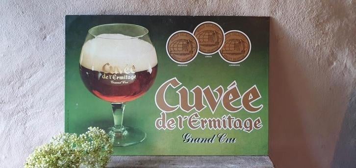 oude reclame plaat Cuvée de l'Ermitage, Ophalen of Verzenden, Gebruikt, Reclamebord