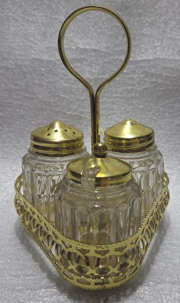 vintage zout-, peper- en mosterdstelletje, Huis en Inrichting, Keuken | Keukenbenodigdheden, Gebruikt, Ophalen of Verzenden