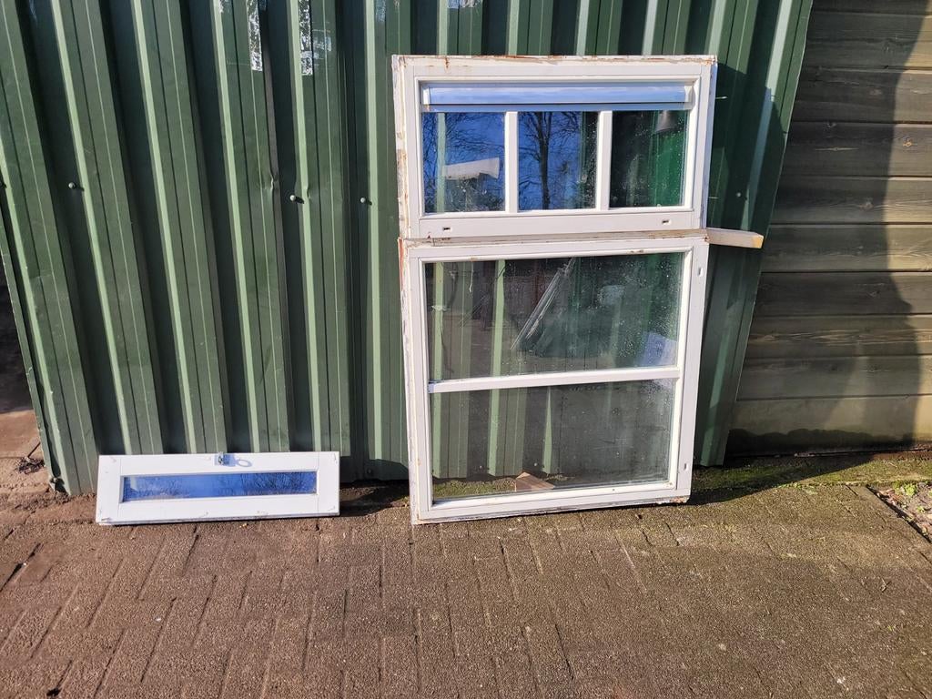 2x thermopane raam., Raamkozijn, 75 tot 150 cm, Hout, Ophalen