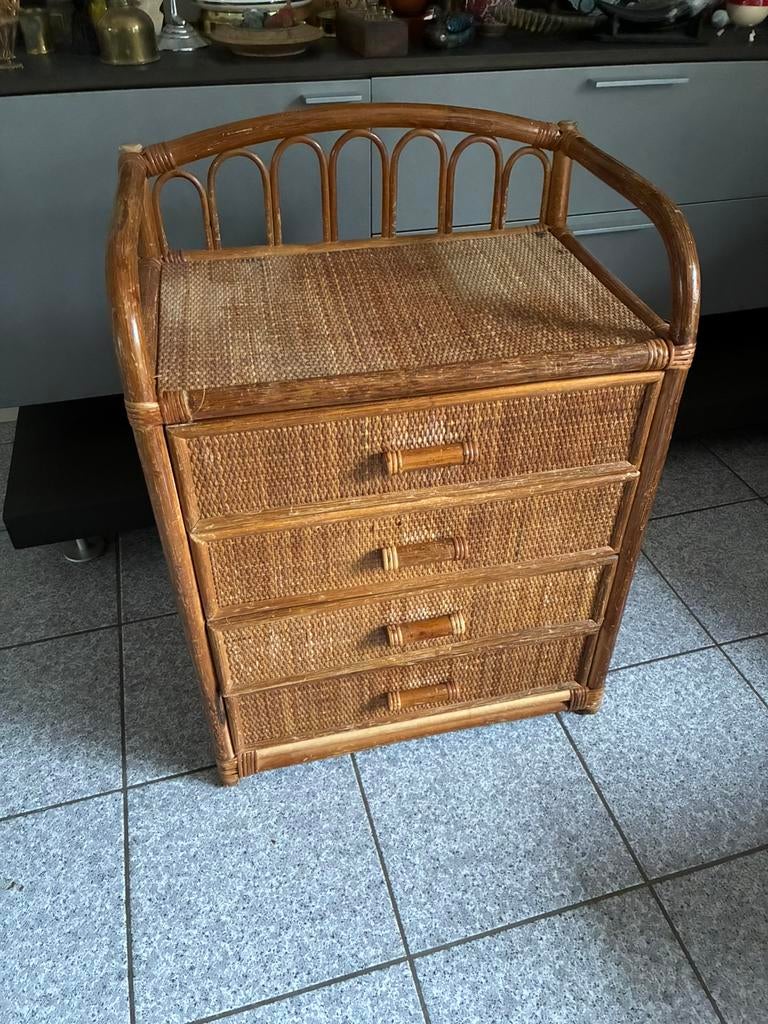 Rotan ladekast met 4 lades, Ophalen of Verzenden, Zo goed als nieuw
