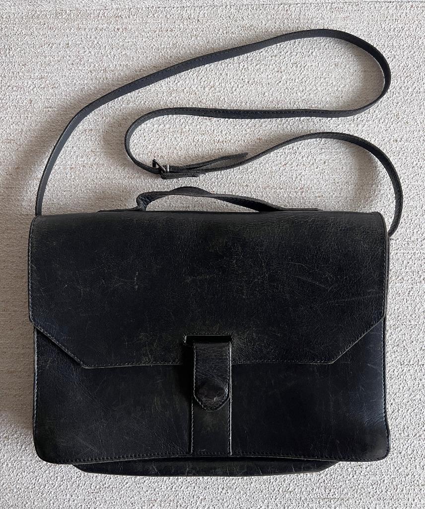 Hester van Eeghen - Leren tas, Sieraden, Tassen en Uiterlijk, Overige merken, Gebruikt, Zwart, Ophalen of Verzenden