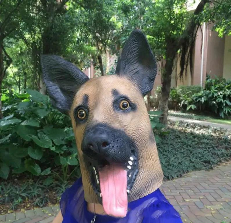 Duitse Herder Masker Latex Carnaval Dier Hond Furry, Verzenden, Zo goed als nieuw, Feestartikel, Overige