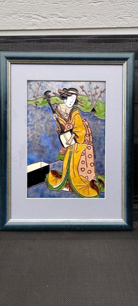 Prachtig Japanse keramische geisha, Antiek en Kunst, Kunst | Schilderijen | Modern, Ophalen of Verzenden