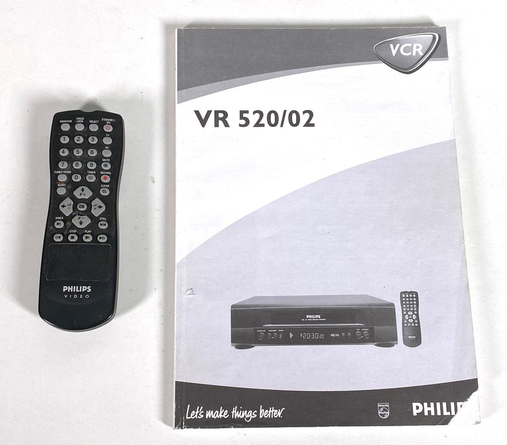 Philips VR520 afstandbediening en manual, Ophalen, Gebruikt, Origineel, Vhs