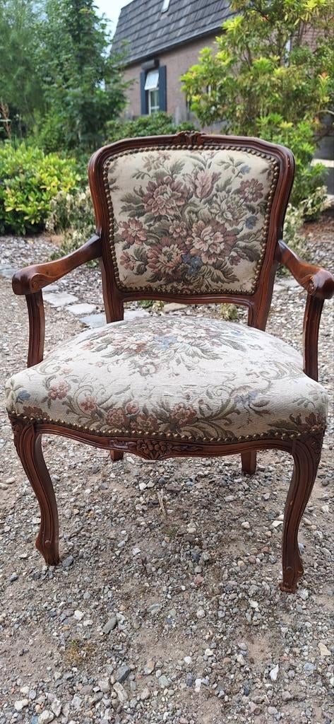 Antiek stoel queen ann style Geborduurde zitting rugleuning, Ophalen