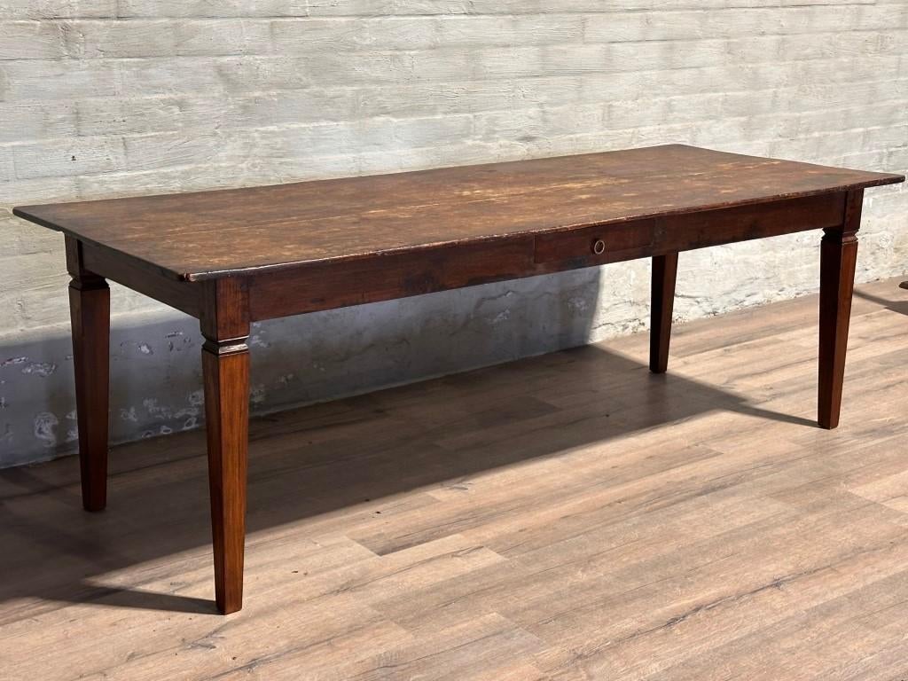 Authentieke boerentafel - 230 x 90 cm + 77 cm hoog, Huis en Inrichting, Tafels | Eettafels, Gebruikt, Eikenhout, 200 cm of meer