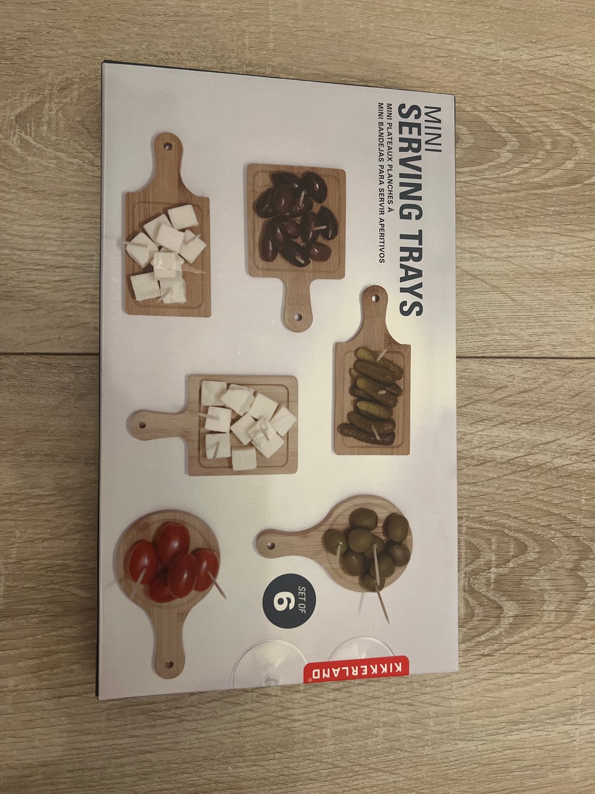 Kikkerland Mini Borrelplankjes - Set van 6, Hout, Snij-/serveerplank, Nieuw, Ophalen of Verzenden