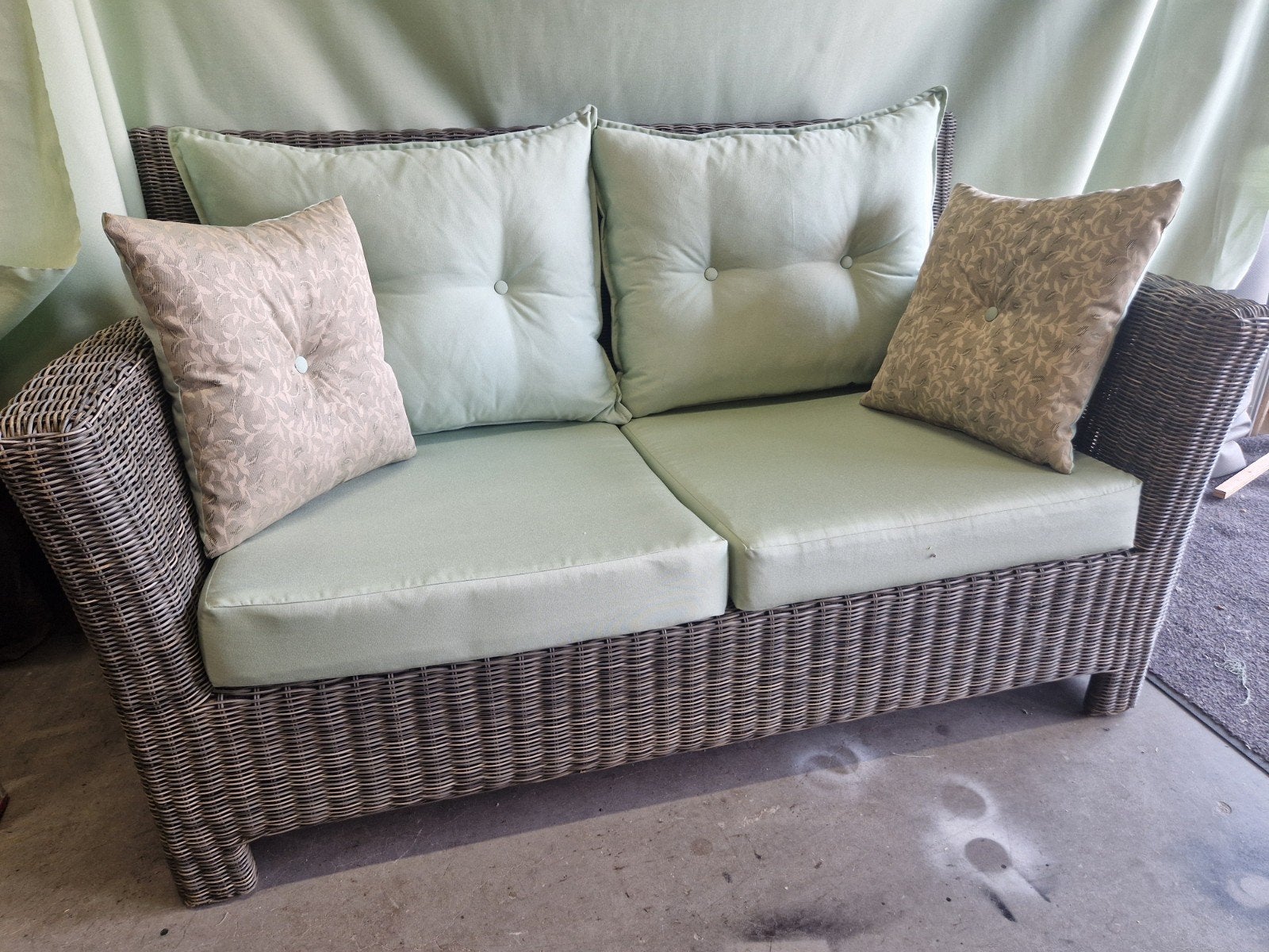 Comfortabele Wicker Tuinbank met Kussens, Tuin en Terras, Tuinbanken, Ophalen, Gebruikt, Wicker